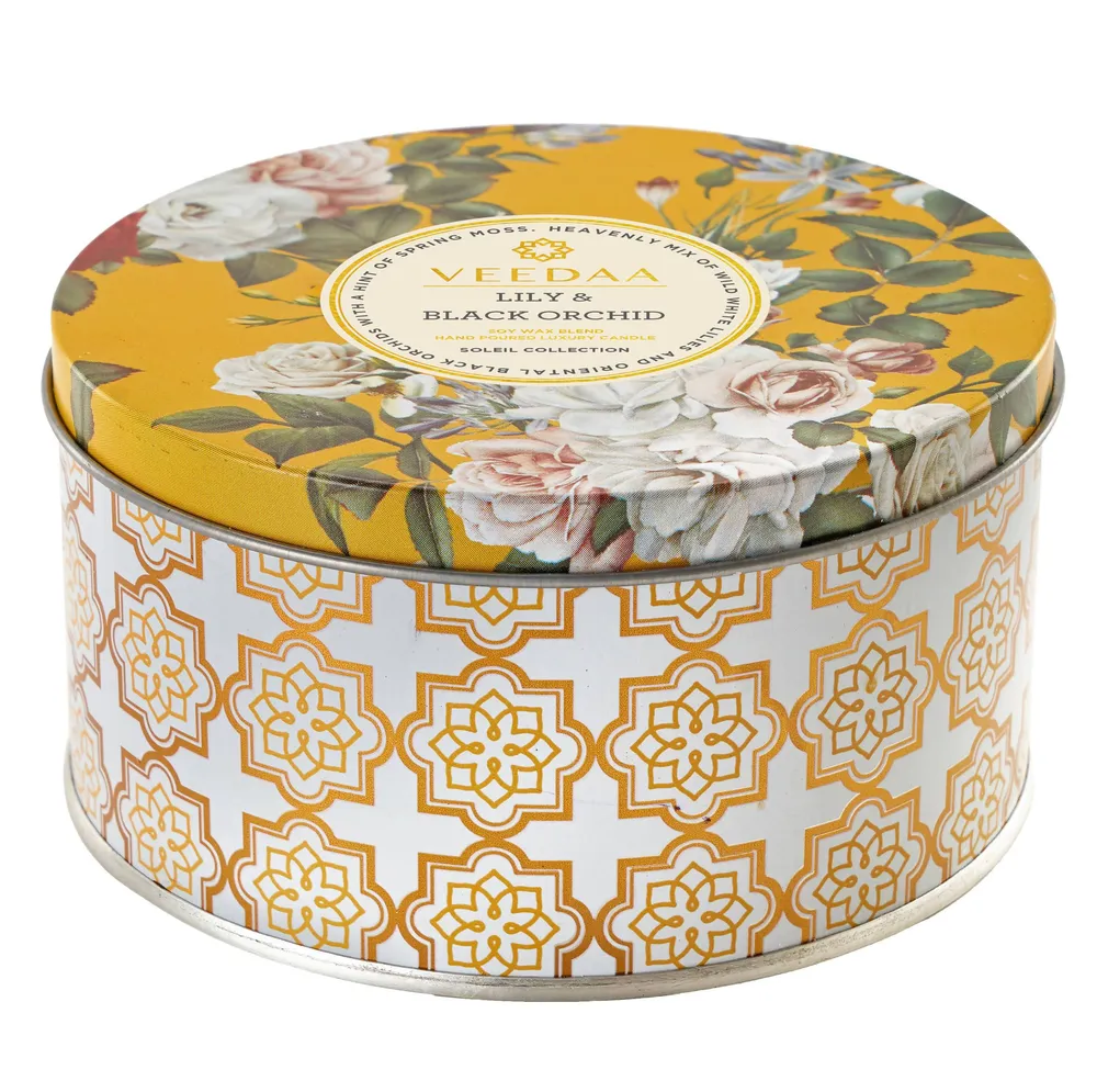 Lily & Black orchid 3 Wick Tin Scented Candle