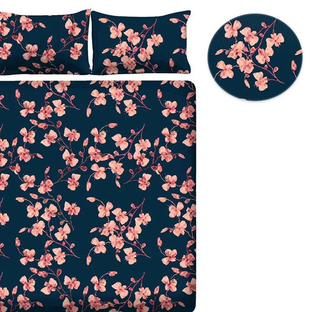 Lily Bloom Cotton Double Bedsheet with Pillow Covers