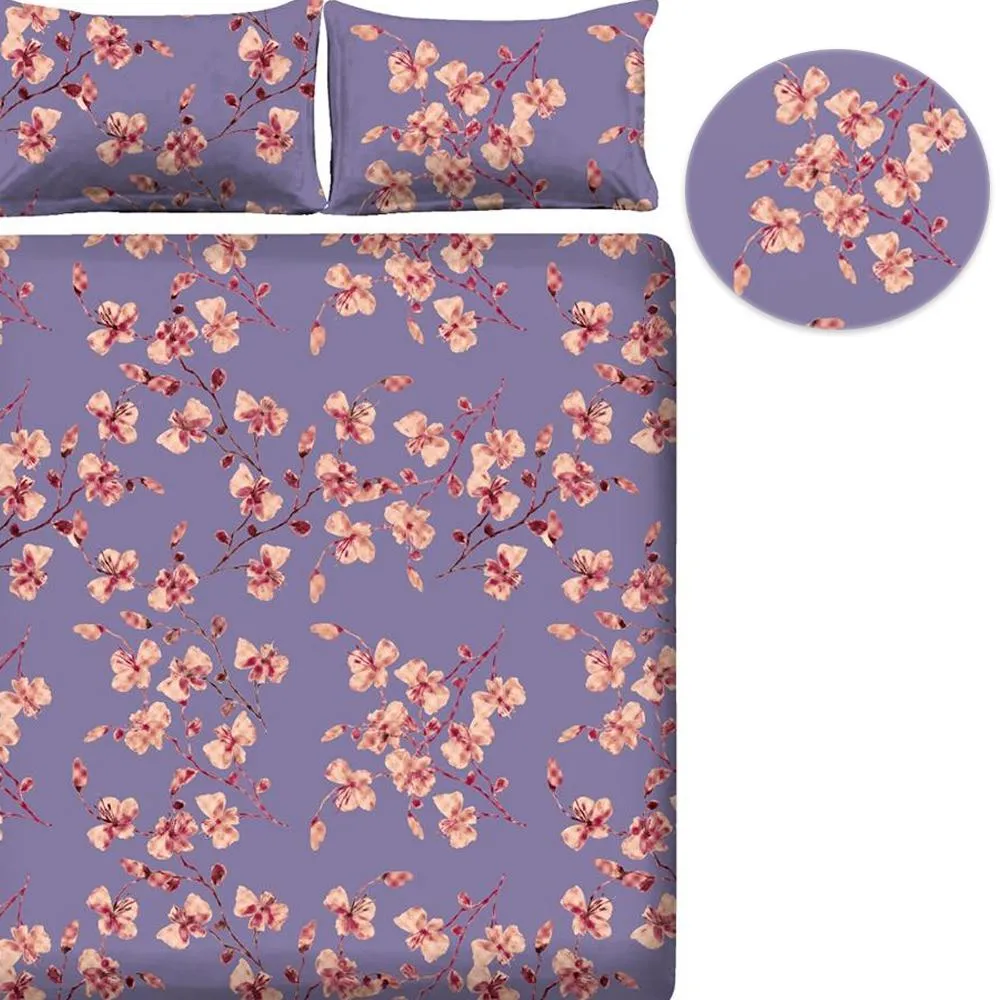 Lily Bloom Cotton Double Bedsheet with Pillow Covers