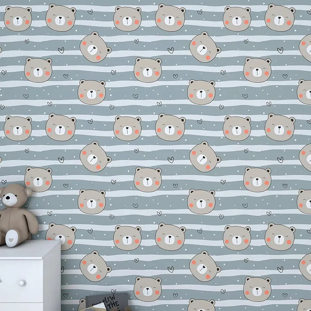 Littel Bear Face Kids Self Adhesive Wallpaper