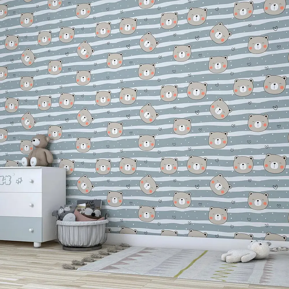 Littel Bear Face Kids Self Adhesive Wallpaper