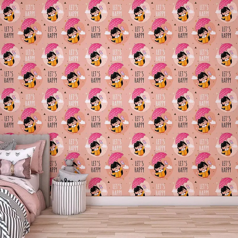 Littel Happy Girl Kids Self Adhesive Wallpaper