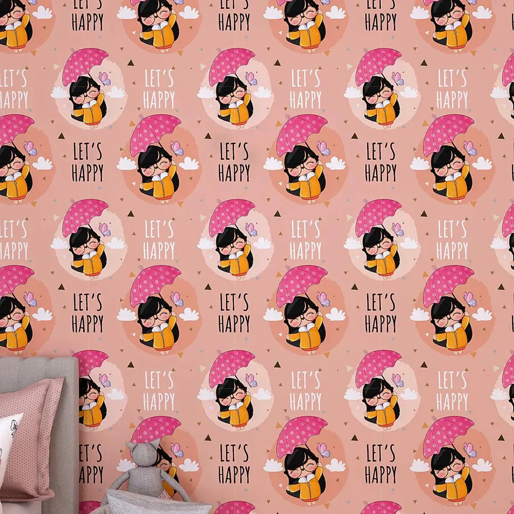 Littel Happy Girl Kids Self Adhesive Wallpaper
