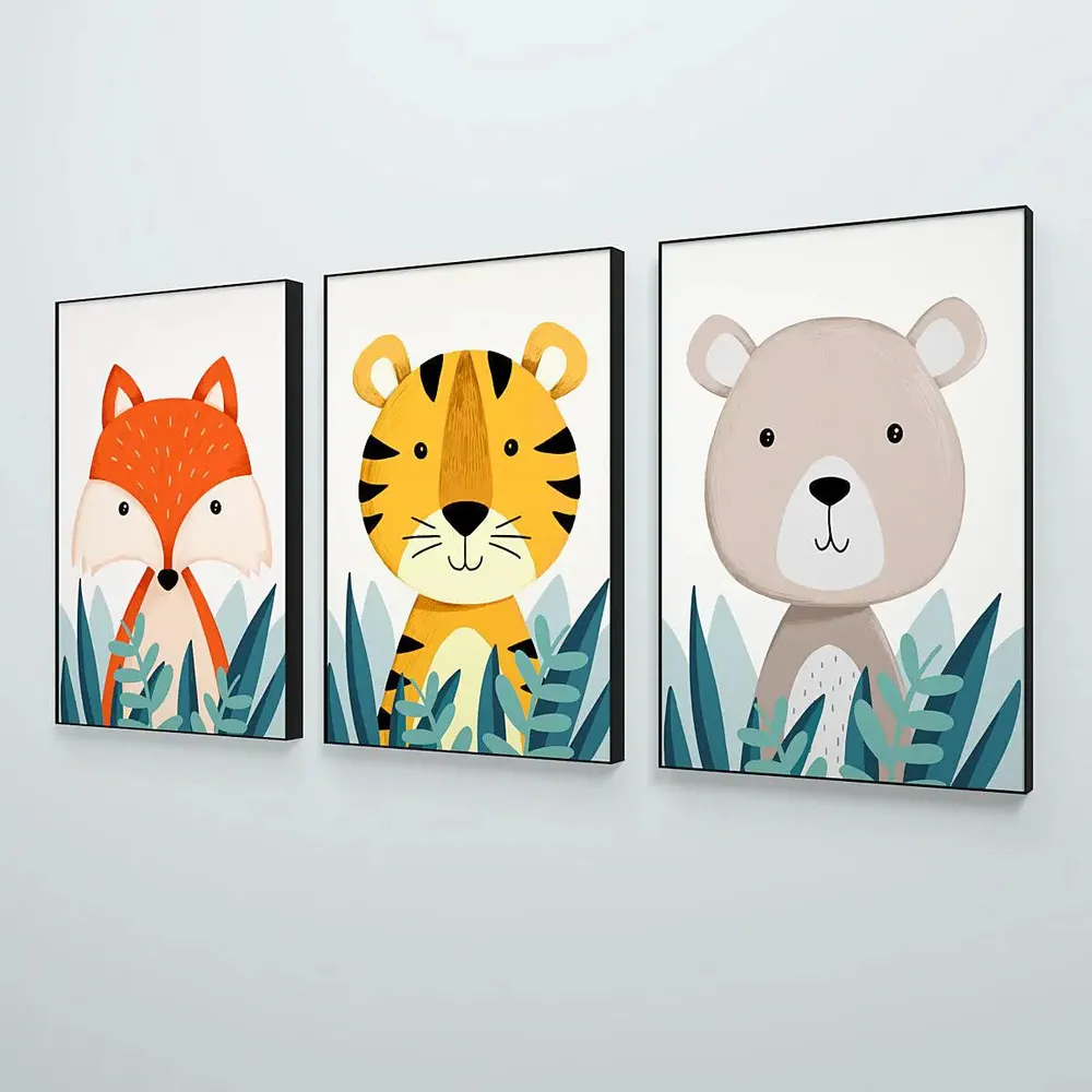 Little Jungle Friends Nursery Wall Art Set of 3
