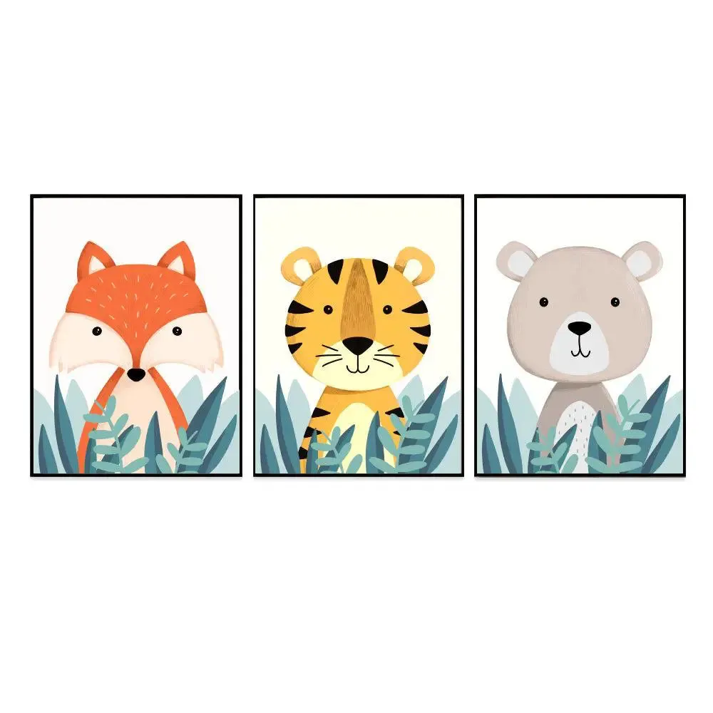 Little Jungle Friends Nursery Wall Art Set of 3