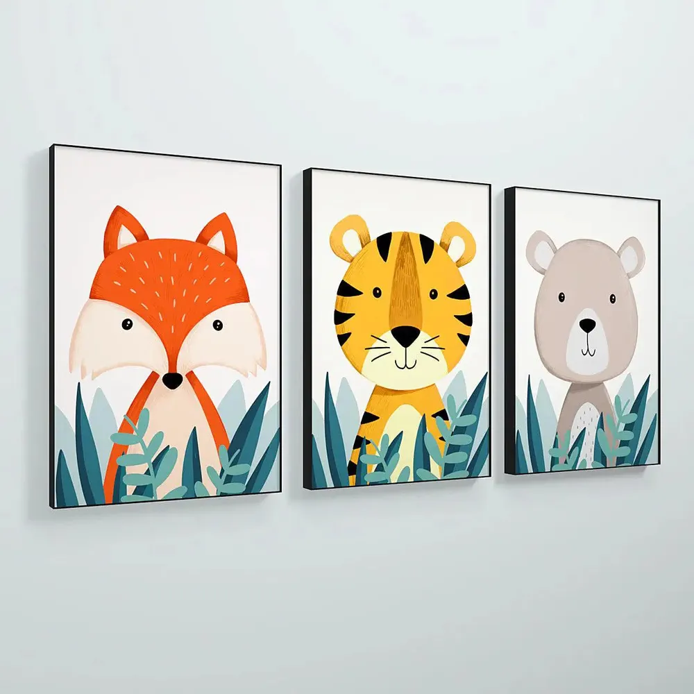 Little Jungle Friends Nursery Wall Art Set of 3