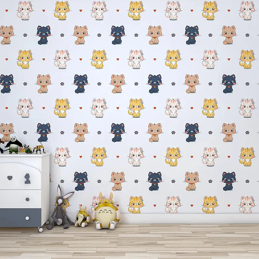 Little Kittens Kids Self Adhesive Wallpaper