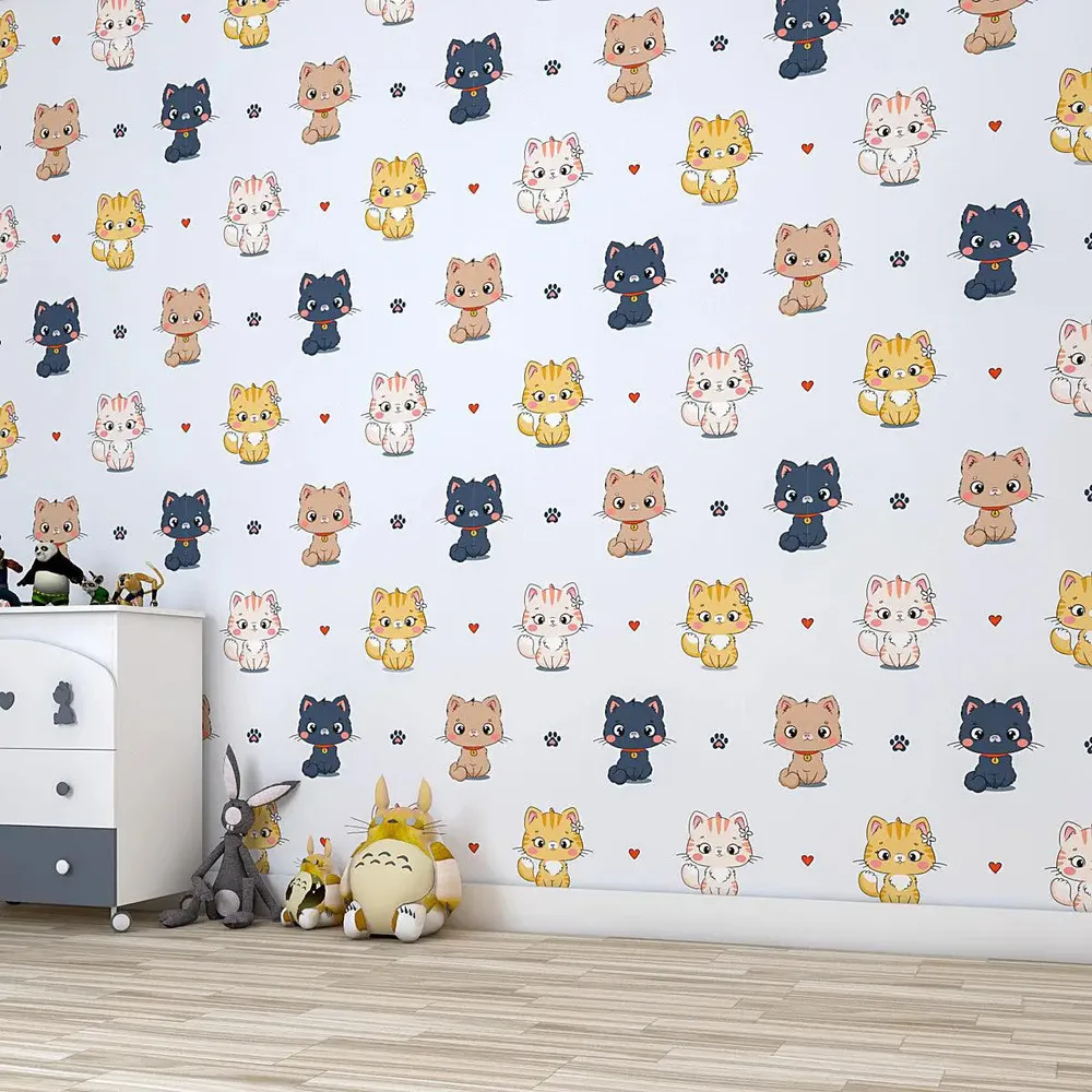 Little Kittens Kids Self Adhesive Wallpaper