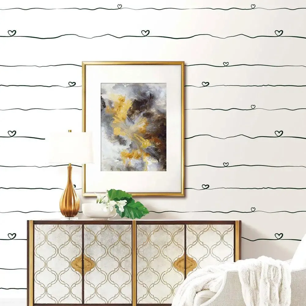 Little Love String Kids Room Wallpaper Black