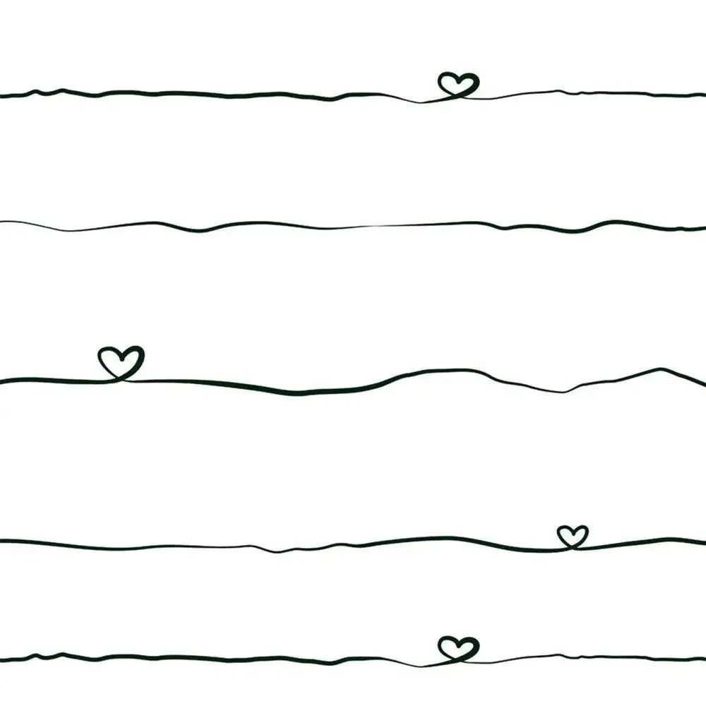 Little Love String Kids Room Wallpaper Black