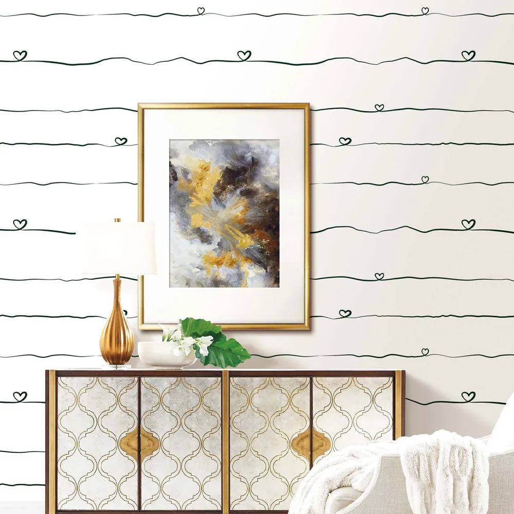 Little Love String Kids Room Wallpaper Black