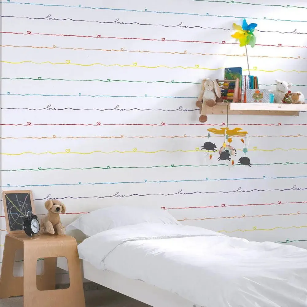 Little Love String Kids Room Wallpaper Black