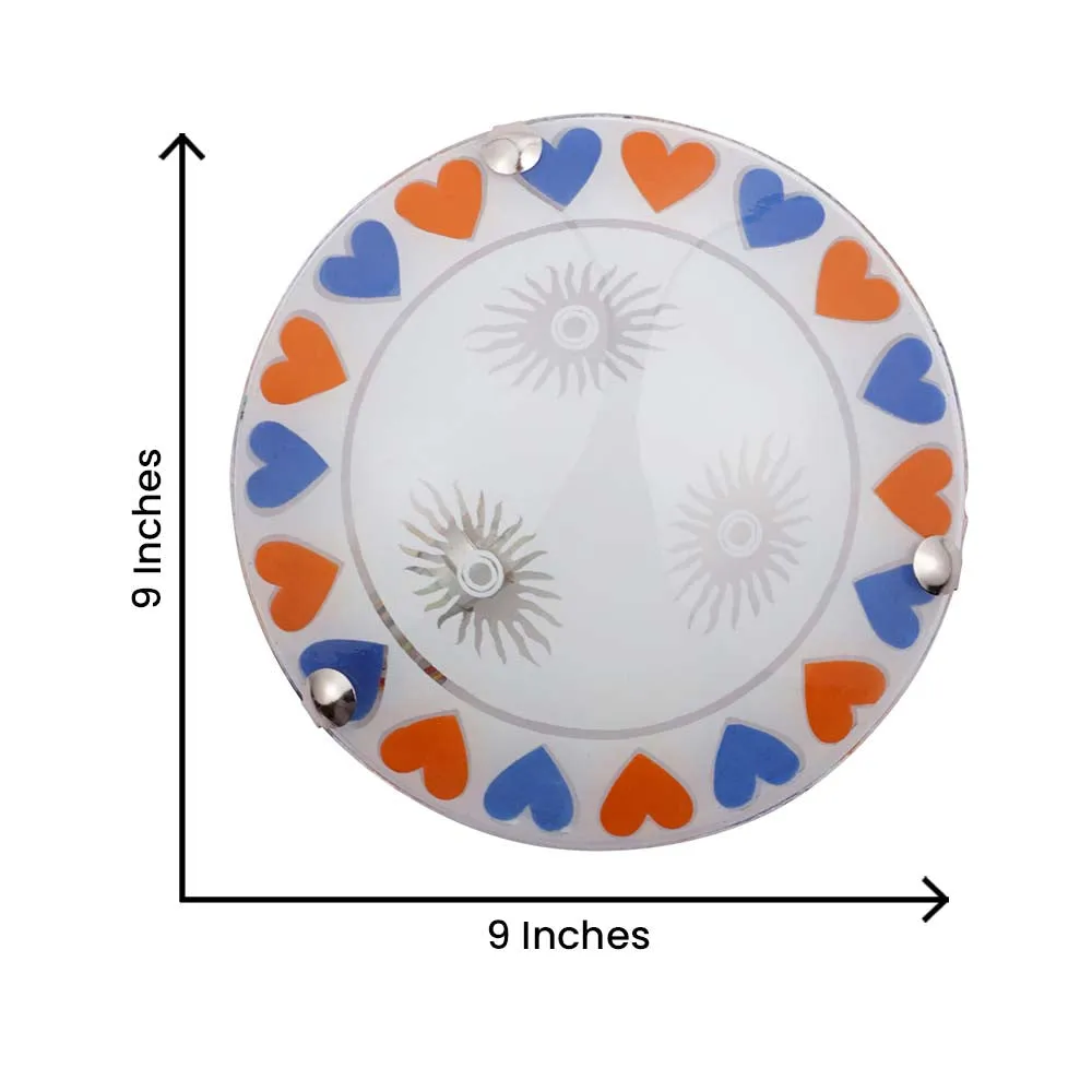 Little Red & Blue Hearts Bordered Flush Mount Light