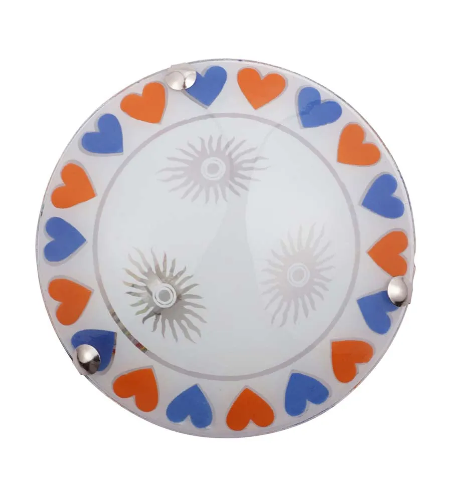 Little Red & Blue Hearts Bordered Flush Mount Light