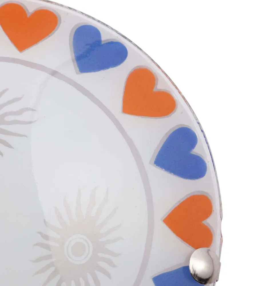 Little Red & Blue Hearts Bordered Flush Mount Light
