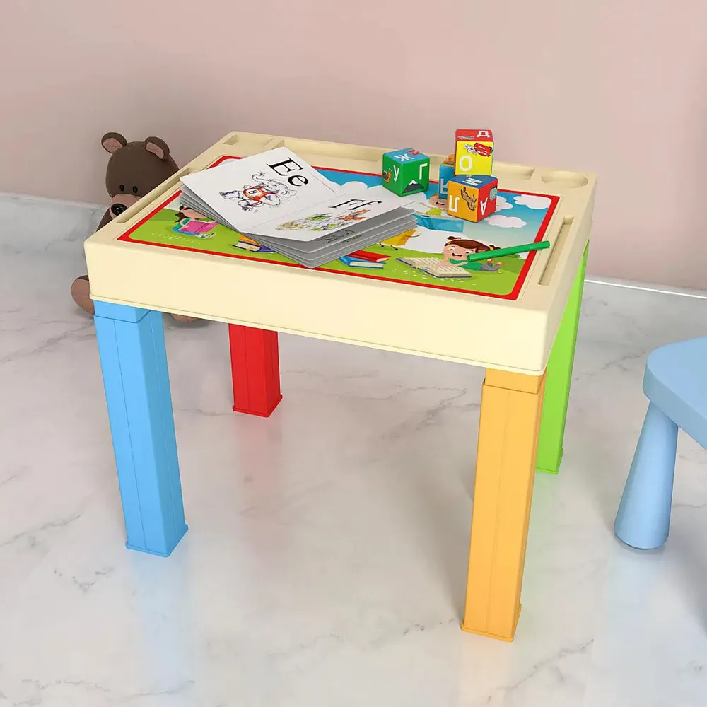 Little School Children Study Table for Kids with Colourful Legs