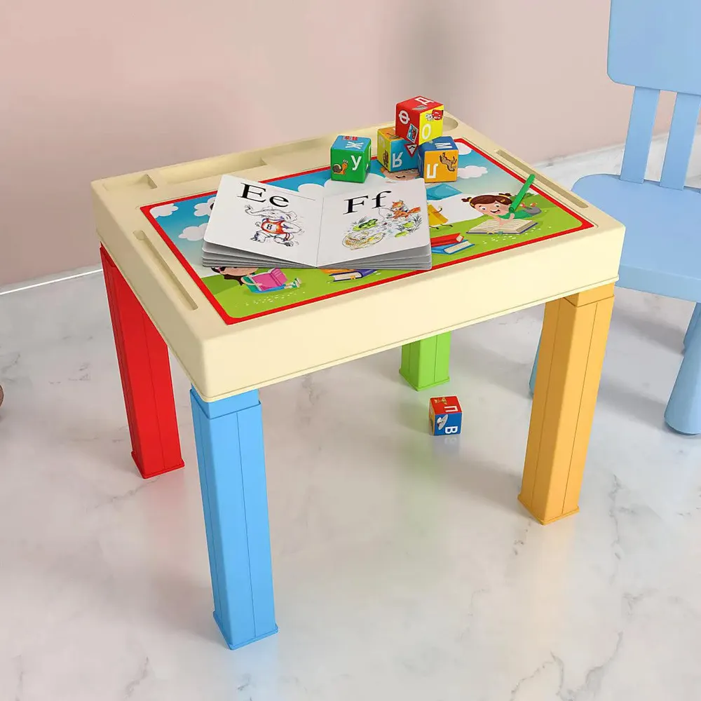 Little School Children Study Table for Kids with Colourful Legs