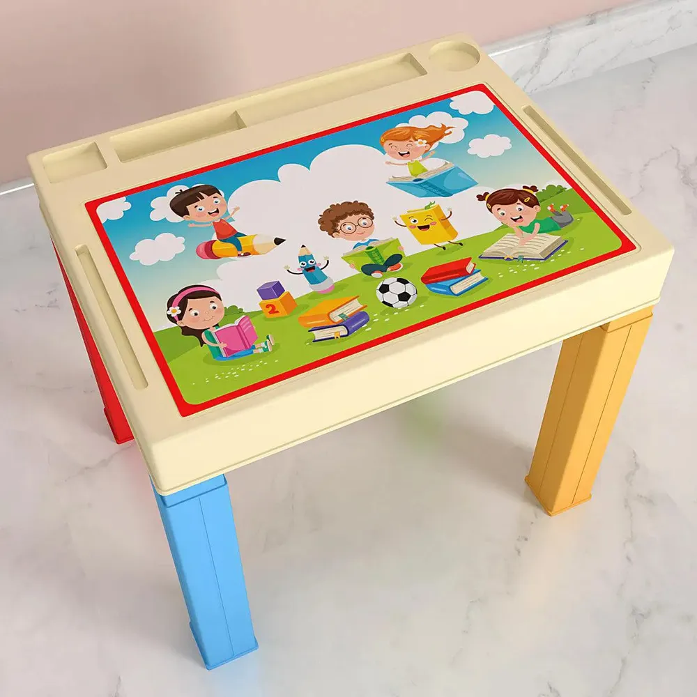 Little School Children Study Table for Kids with Colourful Legs