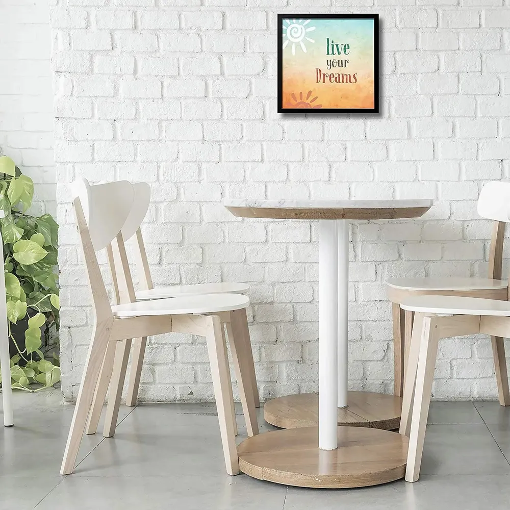 'Live Your Dreams' Quote Framed Wall Painting/Black Colour /30cm x 30cm