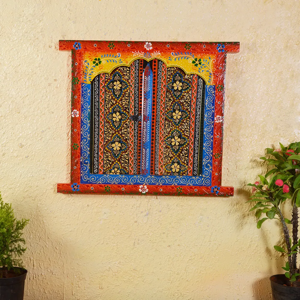 Lively Colored Detailed Designer Wooden Jharokha