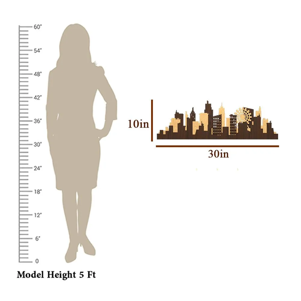 London City Backlit  Acrylic Wall Art / Night Light, Walnut or Oak Finish