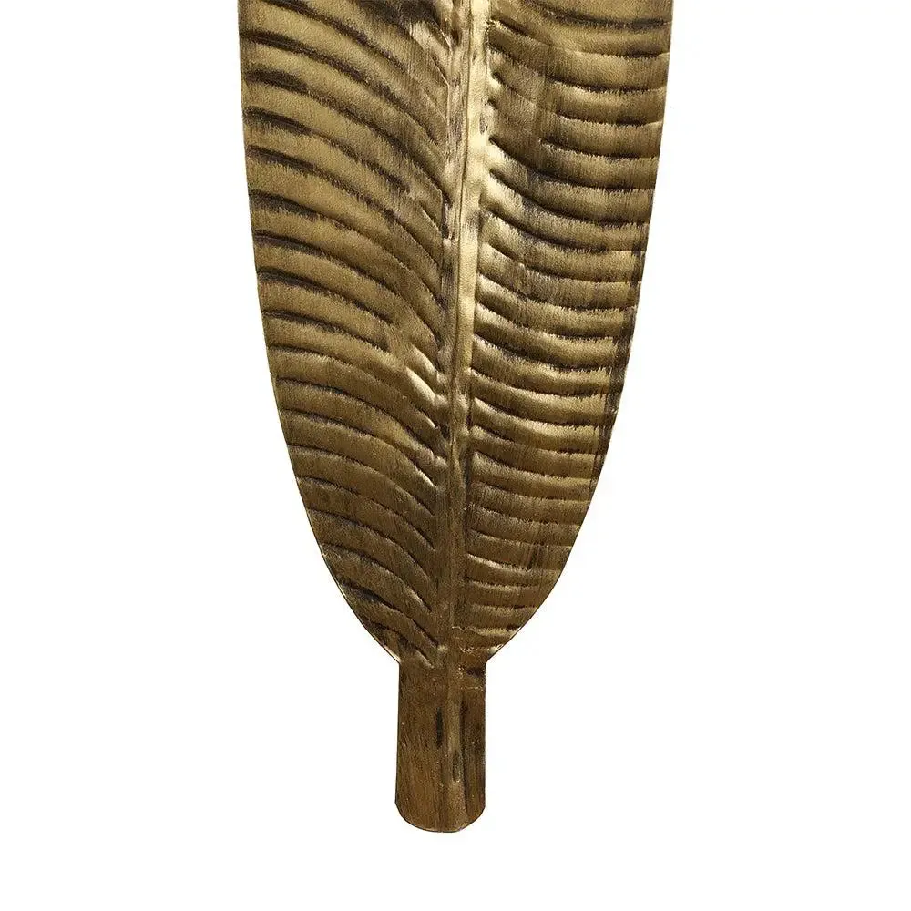 Long Metallic Antique Leaf Metal Wall Art Décor Set of 2