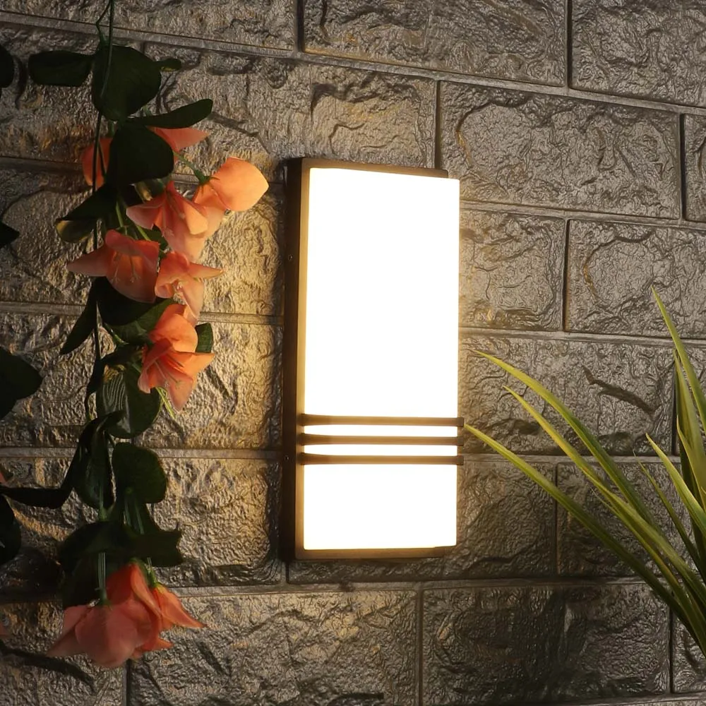 Long Rectangular Decorative Outdoor Wall Fixture Single Piece