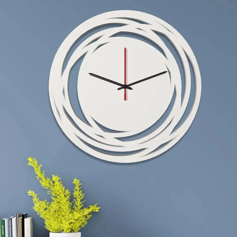 Loops Shape in White Color Wooden Wall Clock