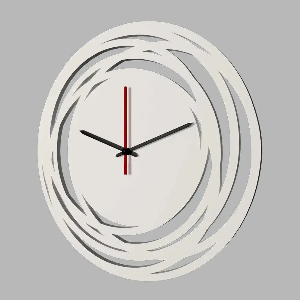 Loops Shape in White Color Wooden Wall Clock