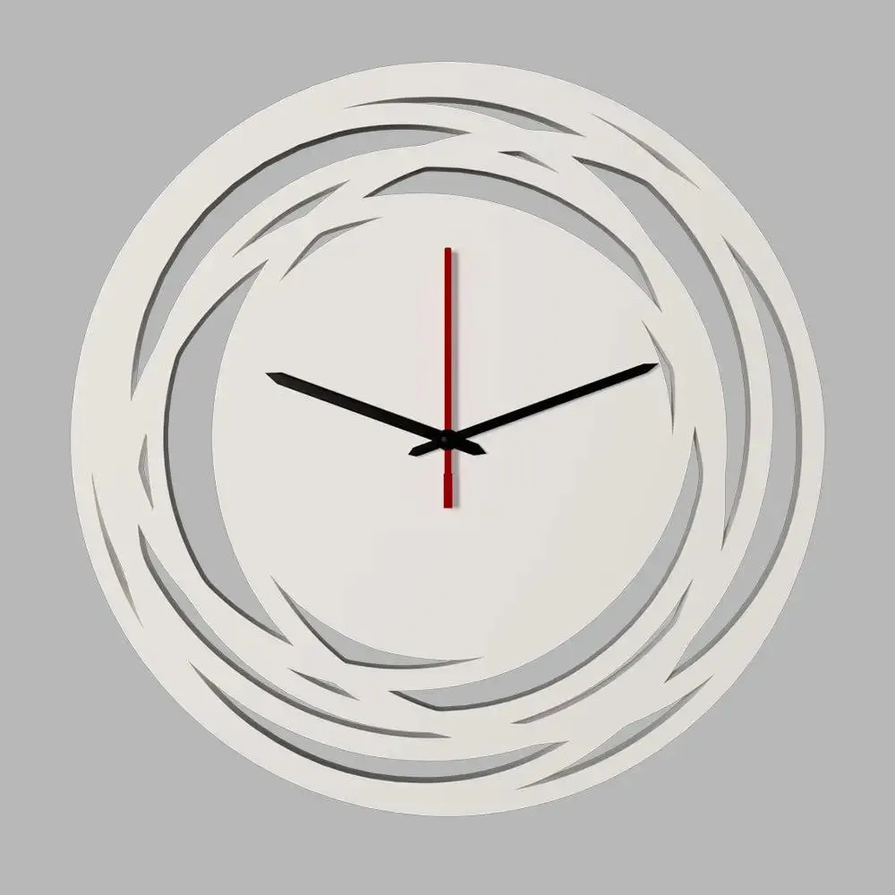 Loops Shape in White Color Wooden Wall Clock