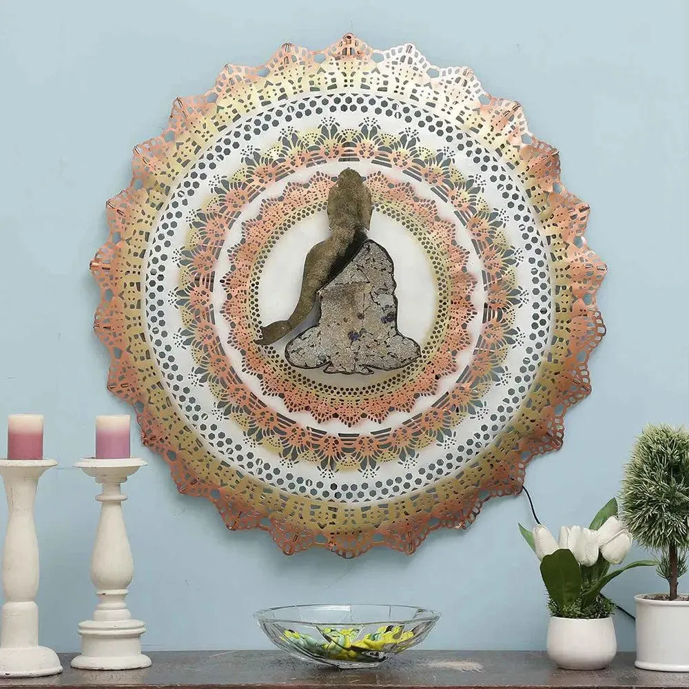 Lord Buddha Copper & Gold Finished Backlit Metal Wall Art Décor