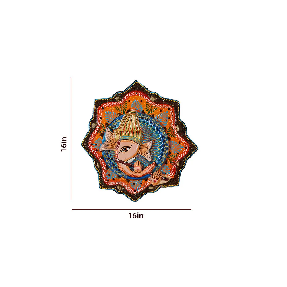 Lord Ganesha Brown Wood Wall Decor