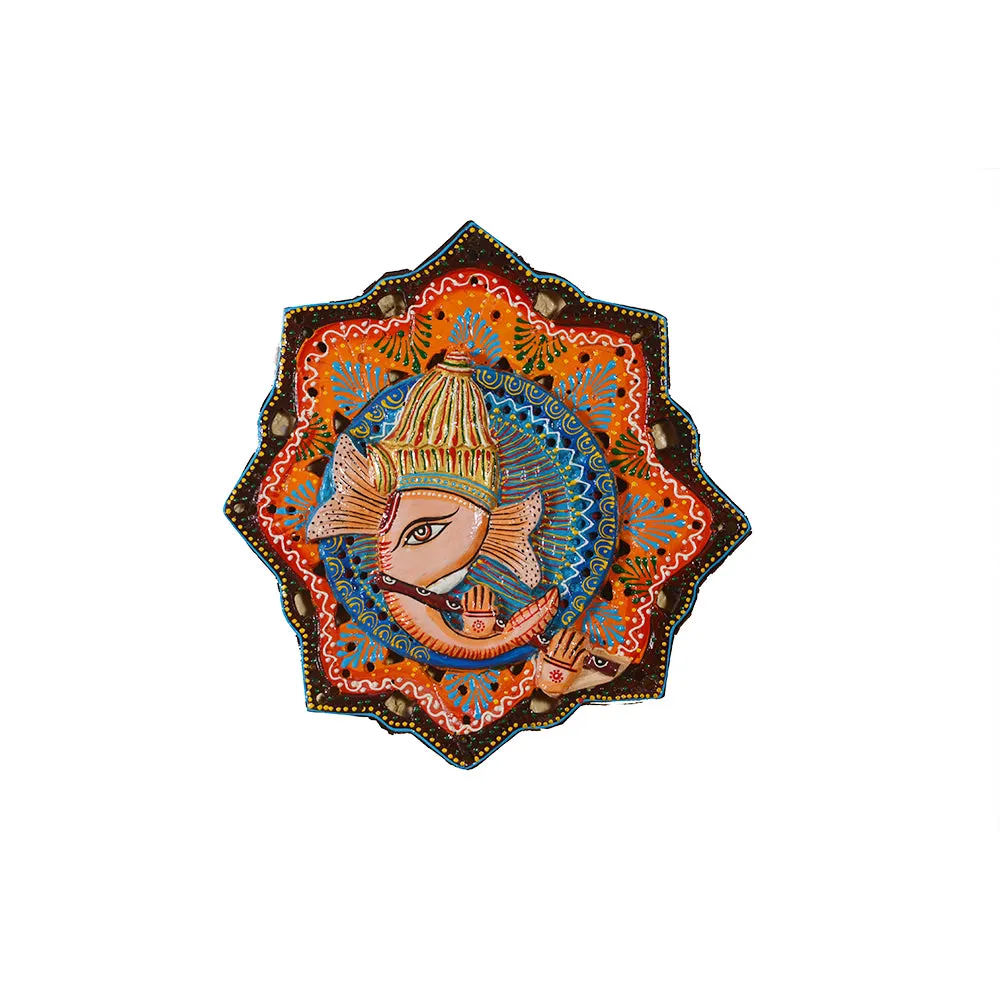 Lord Ganesha Brown Wood Wall Decor