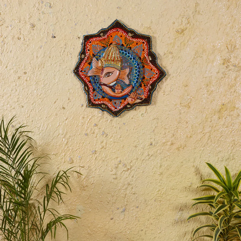 Lord Ganesha Brown Wood Wall Decor