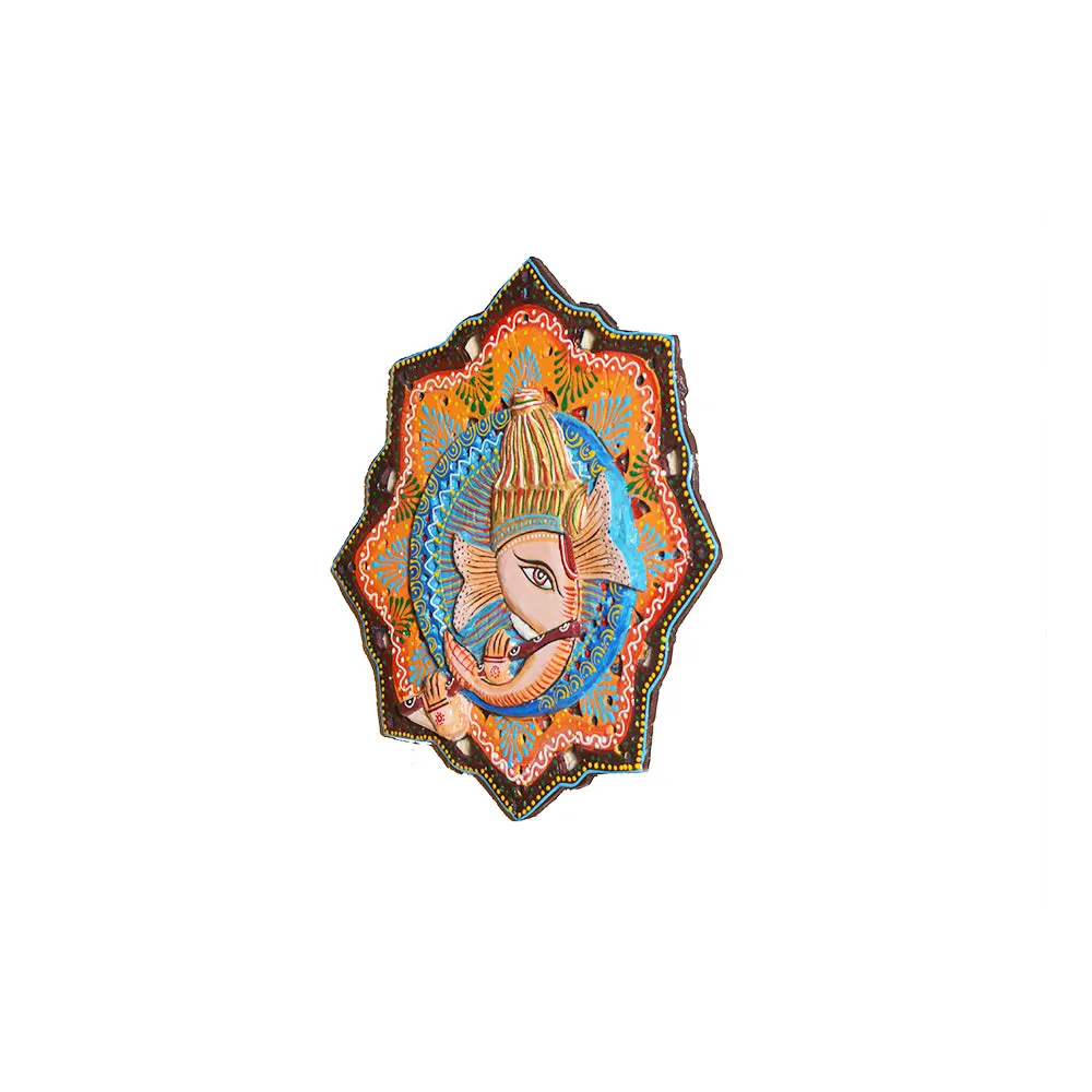 Lord Ganesha Brown Wood Wall Decor