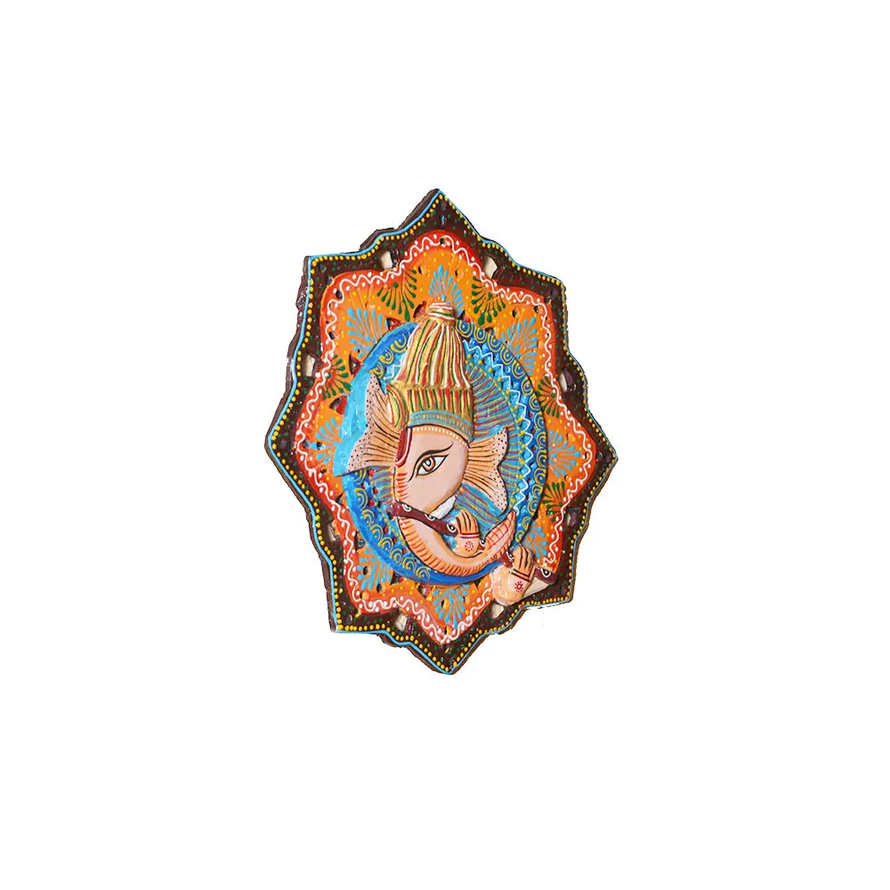 Lord Ganesha Brown Wood Wall Decor