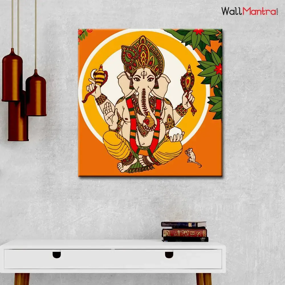 Lord Ganesha Colourful DIY(Do-It-Yourself)/ Paint by numbers canvas painting kit