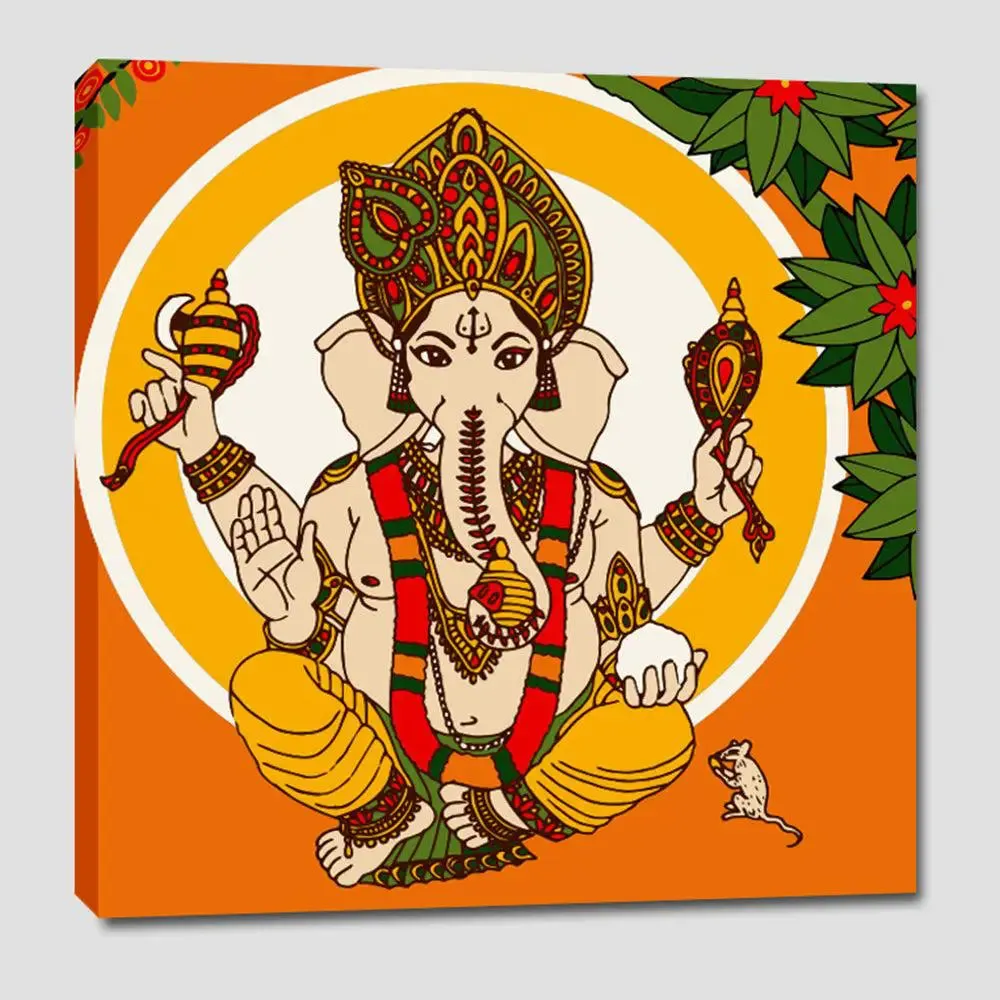 Lord Ganesha Colourful DIY(Do-It-Yourself)/ Paint by numbers canvas painting kit