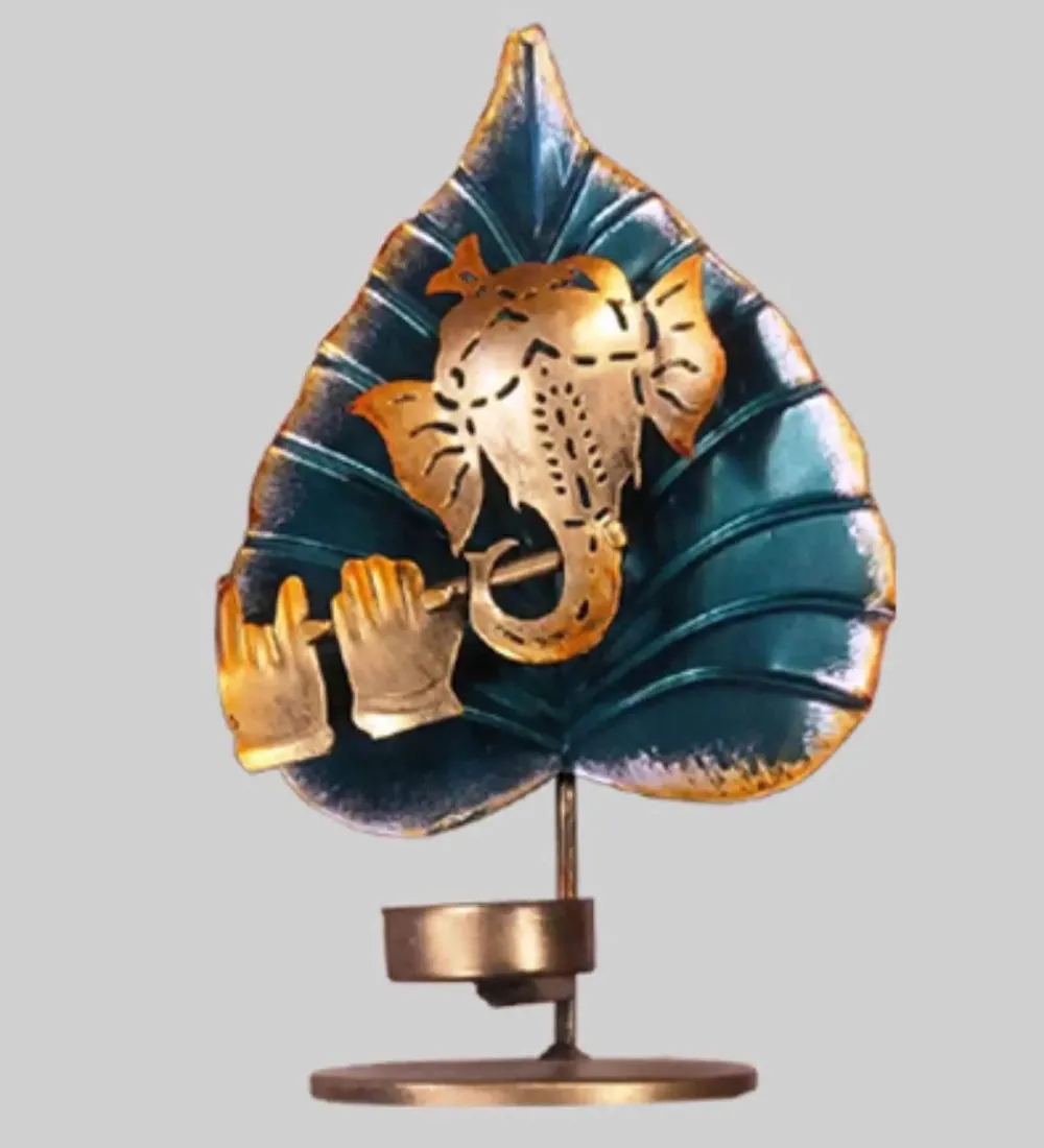 Lord Ganesha Stunning Tea-light Metal Table Decor/ Table Accent