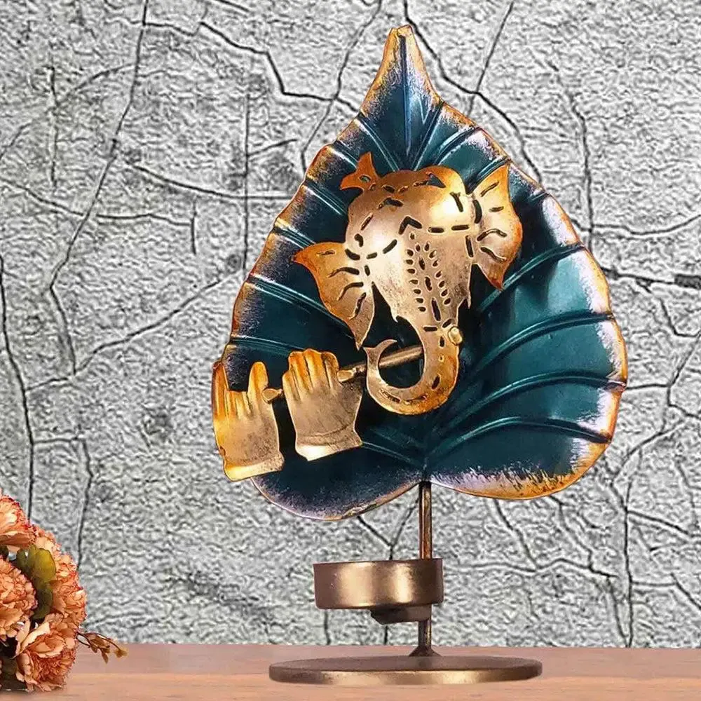 Lord Ganesha Stunning Tea-light Metal Table Decor/ Table Accent