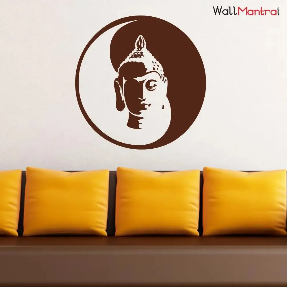Lord Gautam Buddha in Circle Wall Sticker And Decal
