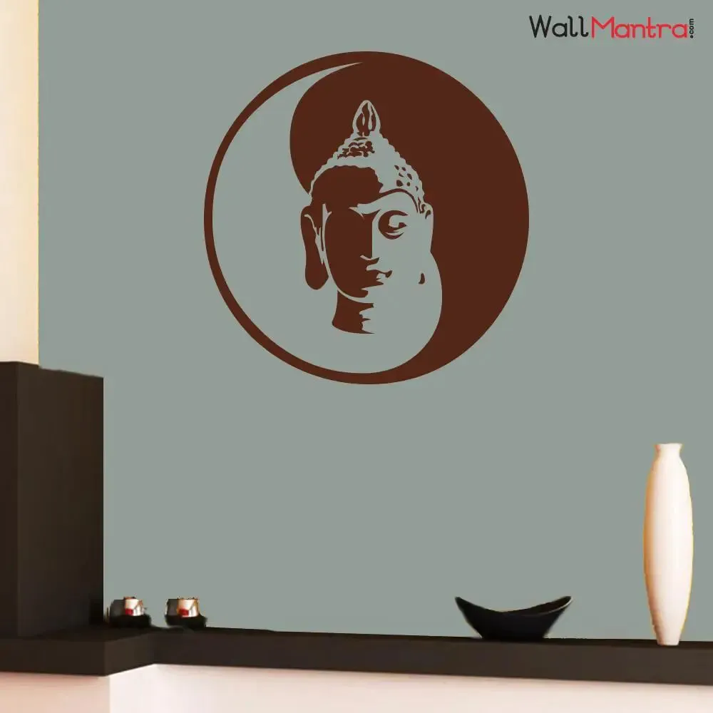 Lord Gautam Buddha in Circle Wall Sticker And Decal
