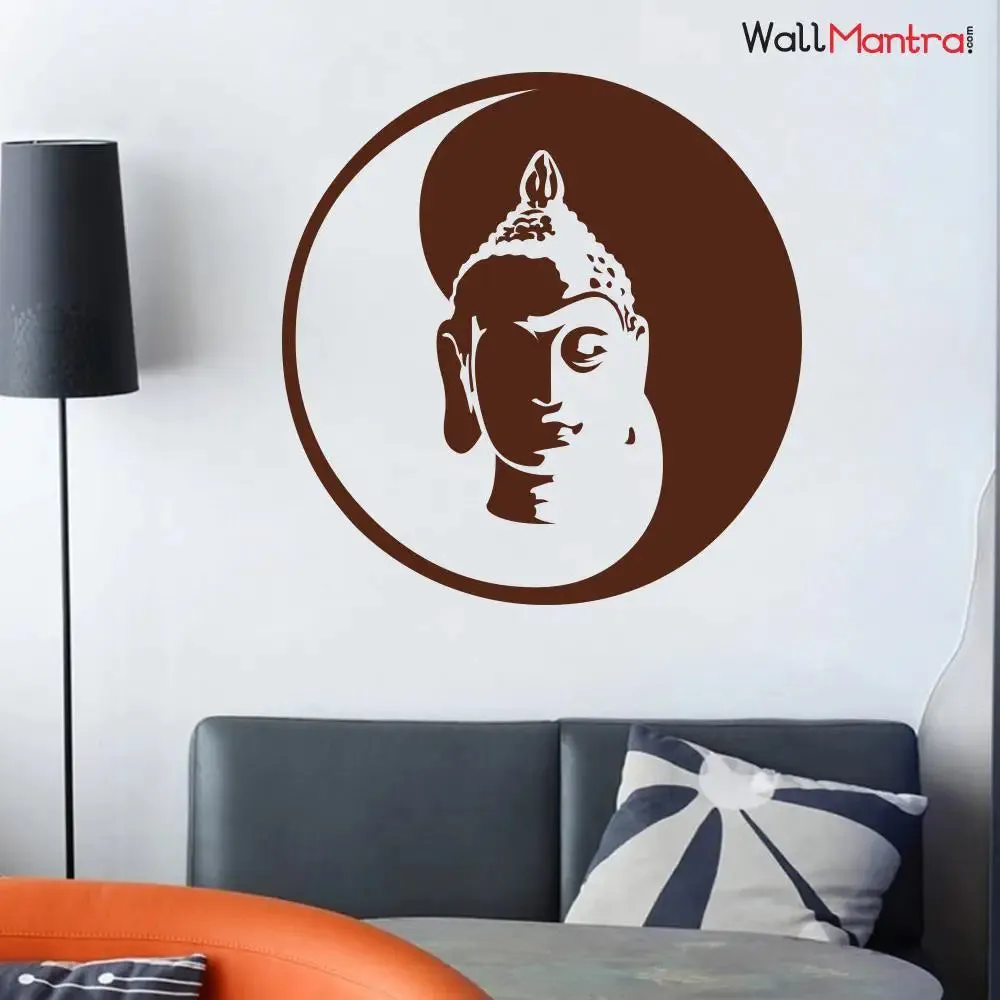 Lord Gautam Buddha in Circle Wall Sticker And Decal