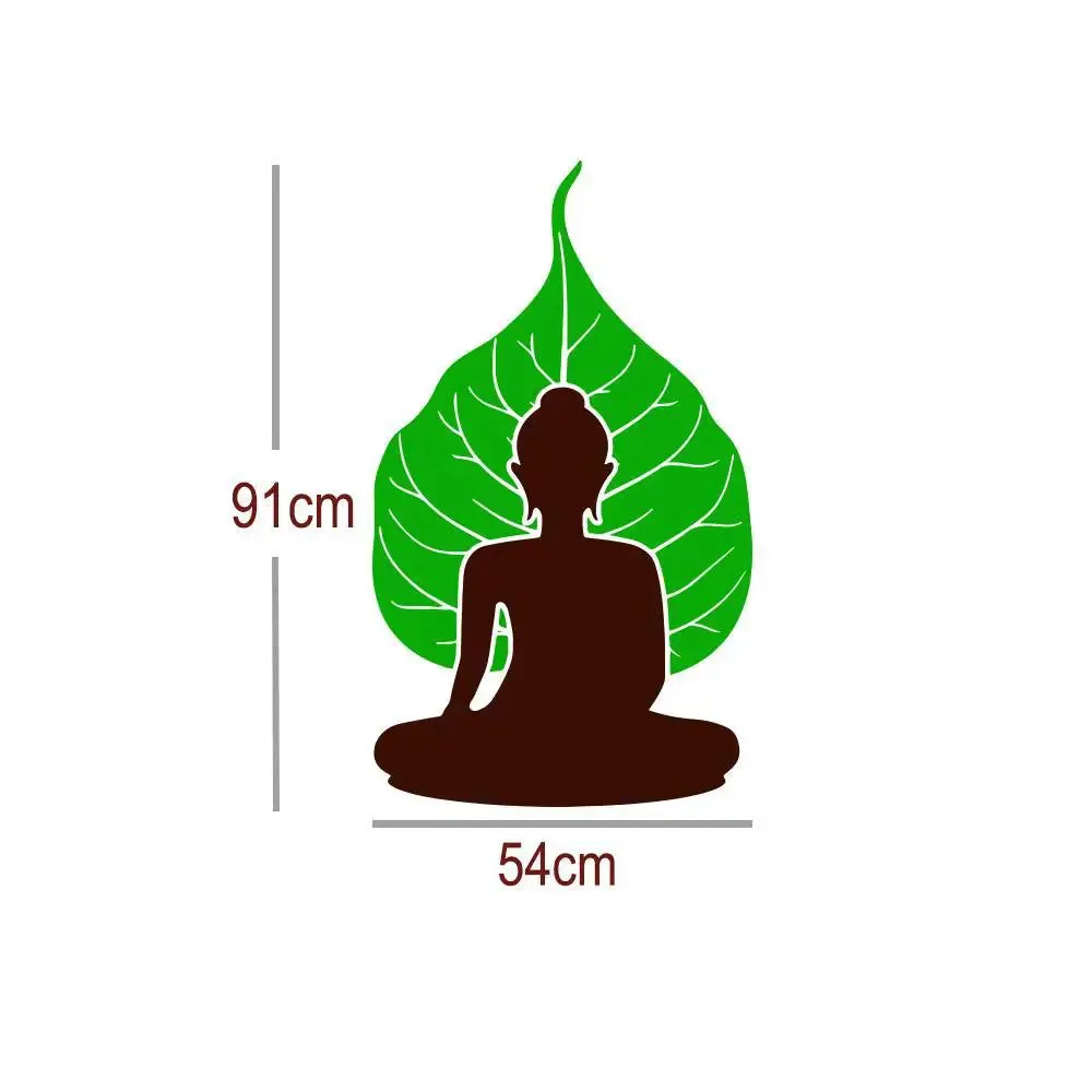 Lord Gautam Buddha With Leaf  Wall Sticker And Decal