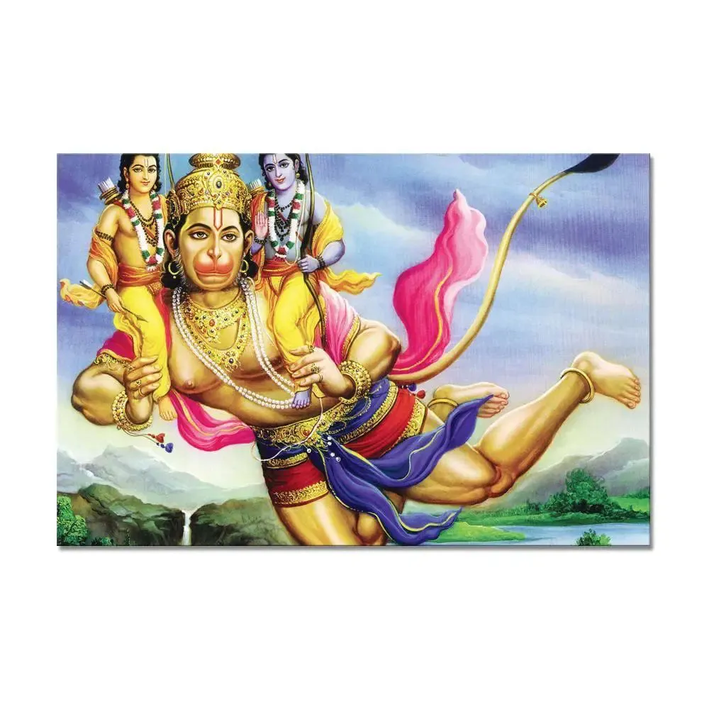 Lord Hanuman Ji Scenery Canvas Prints Wooden Wall Painting