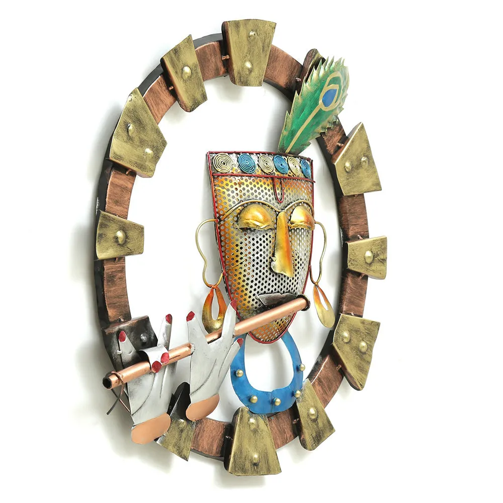 Lord Krishna Inspired Backlit Metal Wall Art Decor