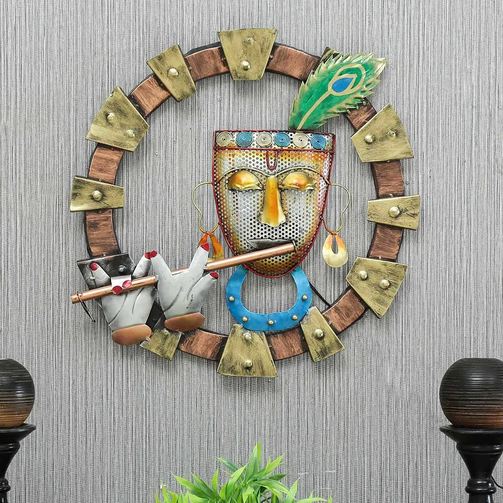 Lord Krishna Inspired Backlit Metal Wall Art Decor