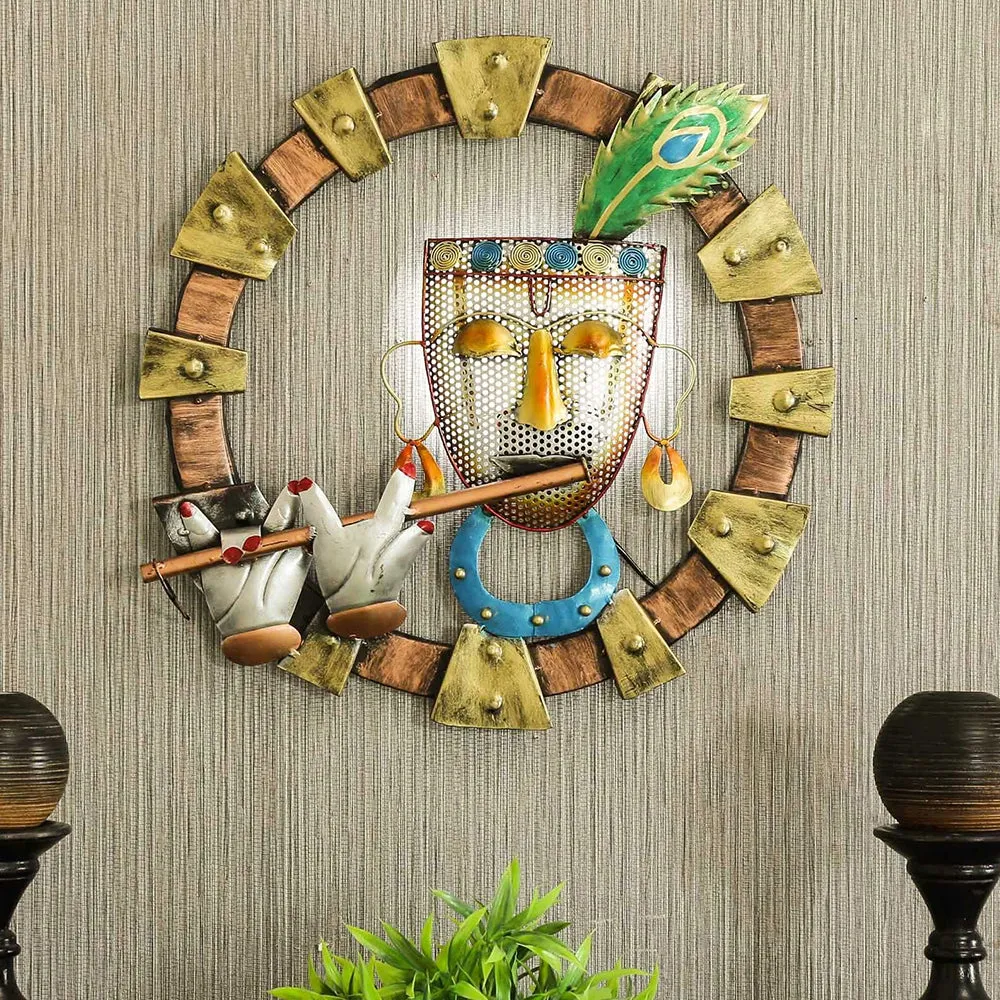 Lord Krishna Inspired Backlit Metal Wall Art Decor