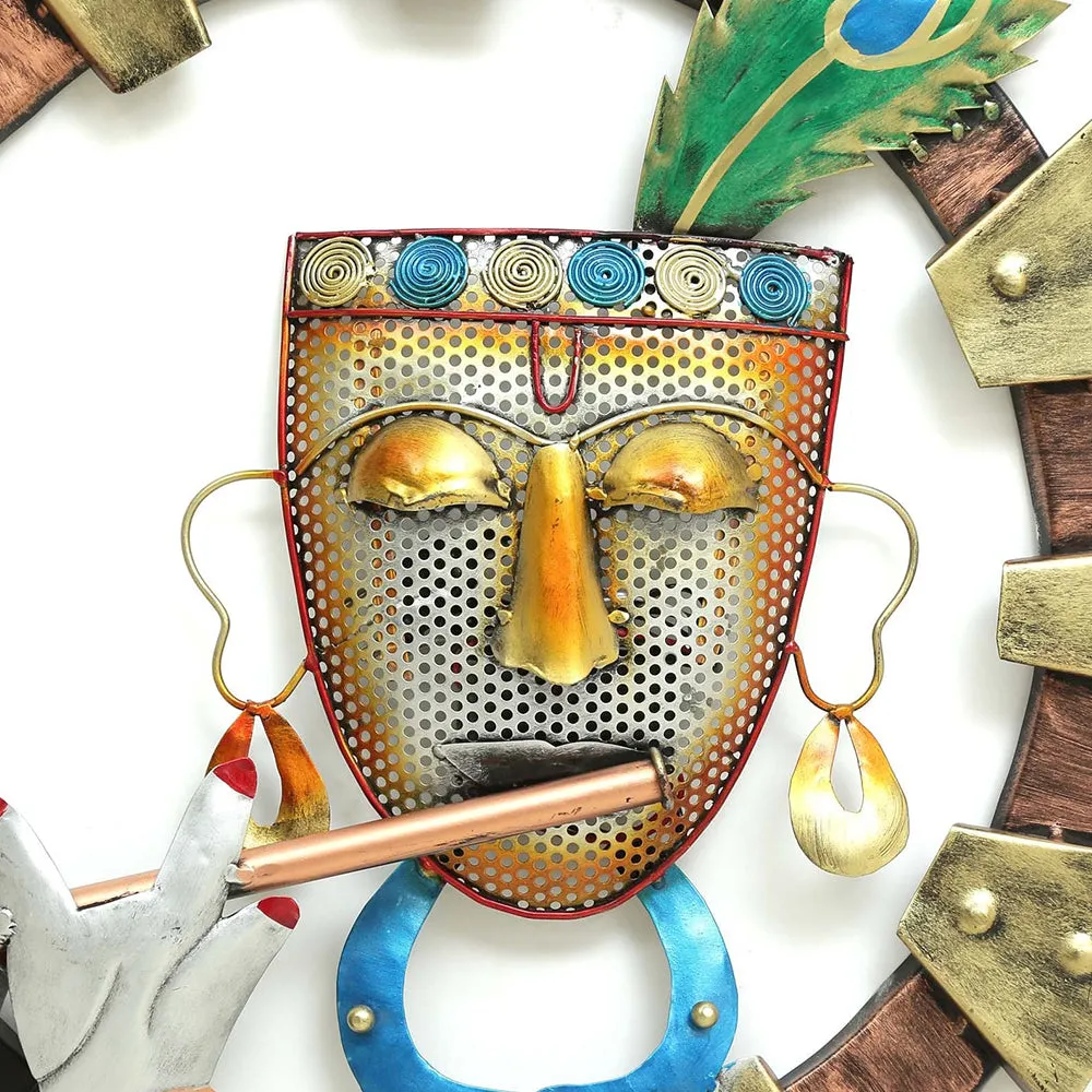 Lord Krishna Inspired Backlit Metal Wall Art Decor