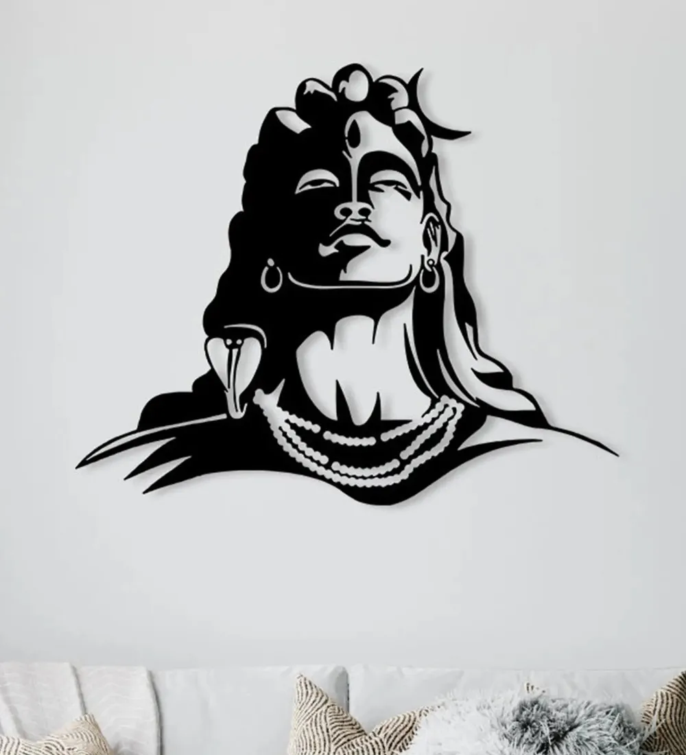 Lord Mahadev Stunning Metal Wall Art Decor- Black Finish